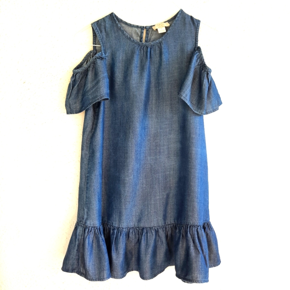 😁Kate Spade Skirt the Rules Jean Dress Cold Shoulder size 12 - Picture 1 of 6